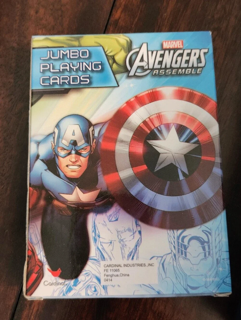 Avengers Assemble Kids Playing Card Game Set with Colorful Spinning Tops